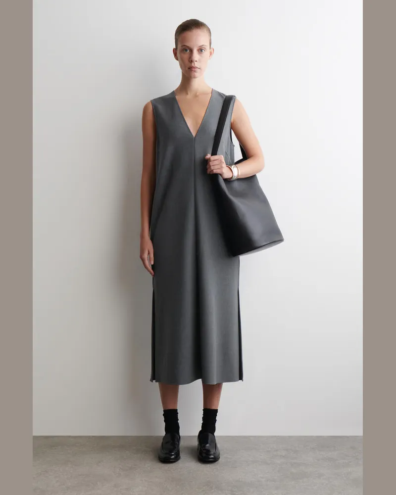 COS Ärmelloses Midikleid Mit V-Ausschnitt Grau