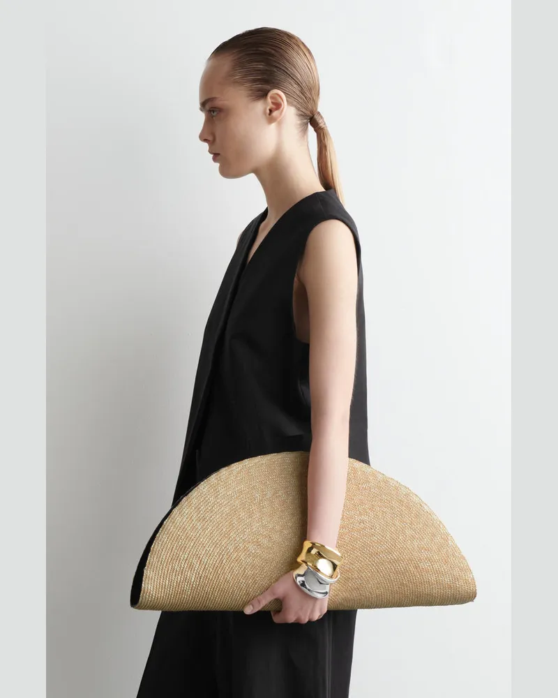 COS Soleil Oversized-Clutch - Stroh Beige
