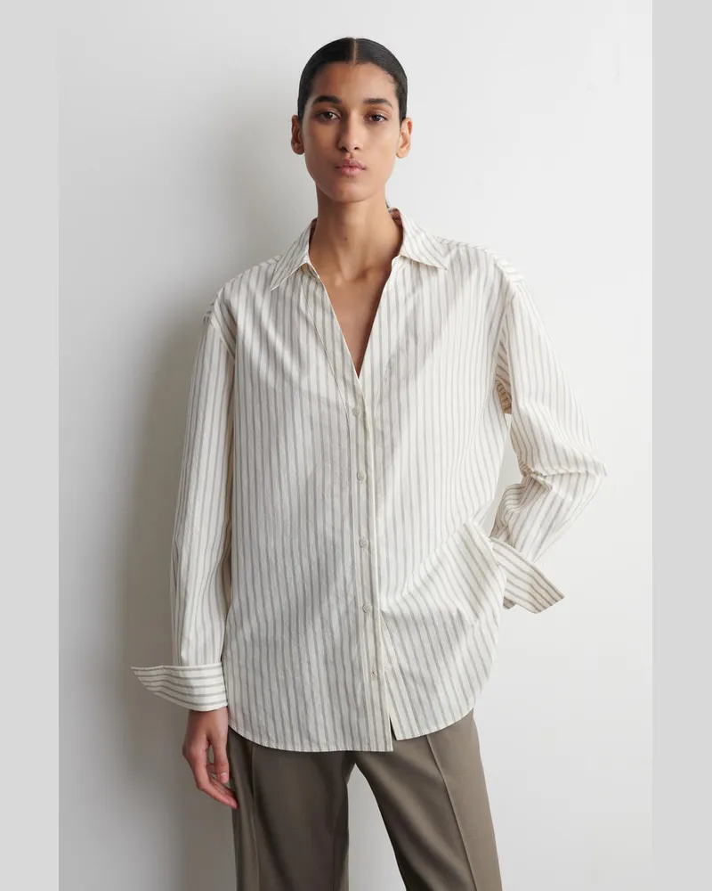 COS Hemd Aus Baumwoll-Popeline Mit Offenem Kragen Beige