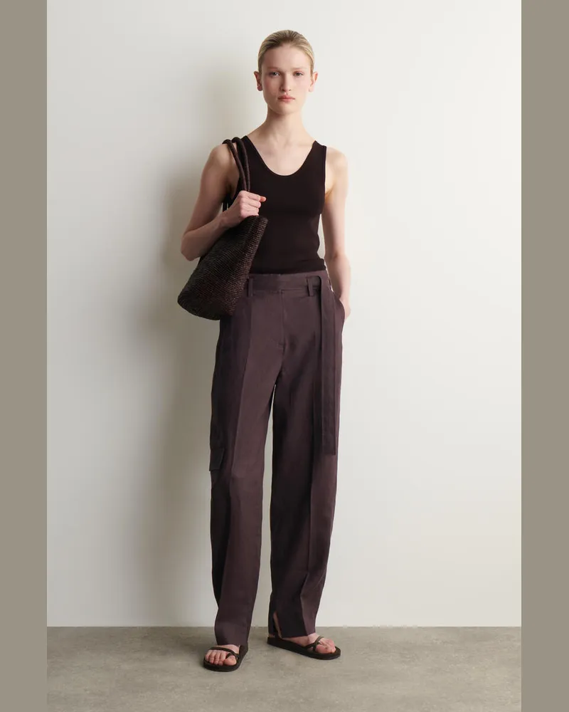 COS Leinenhose Mit Barrel-Bein Und Gürtel Rot