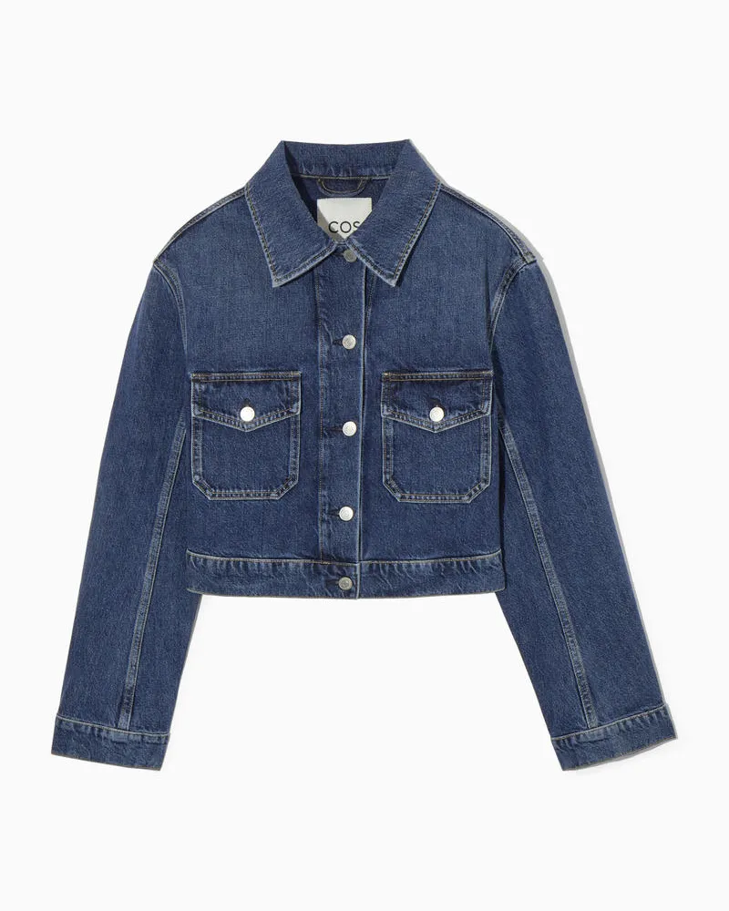 COS Verkürzte Jeansjacke Blau