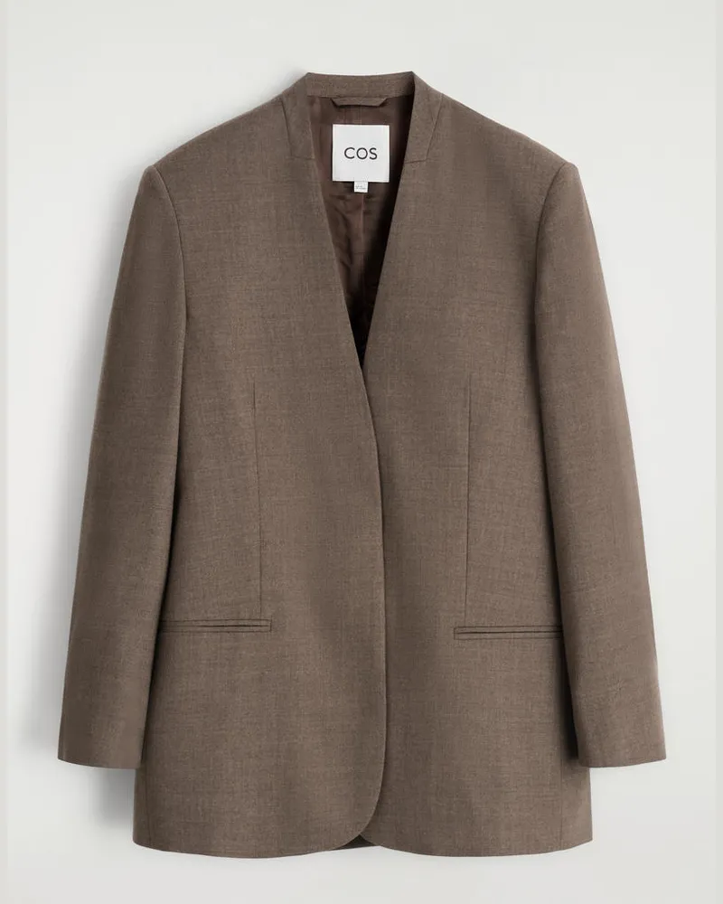 COS Kragenloser Blazer Aus Woll-Mix Grau