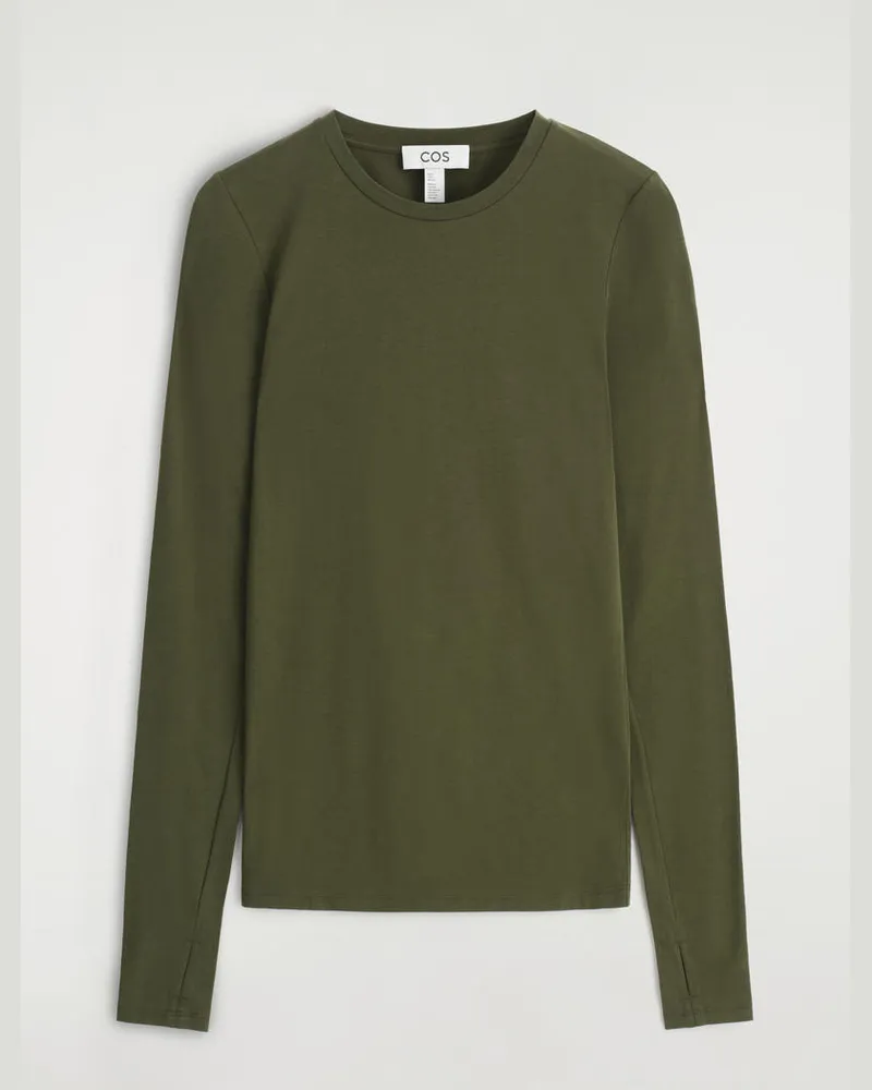 COS Schmales Leichtes Langarmshirt Grün