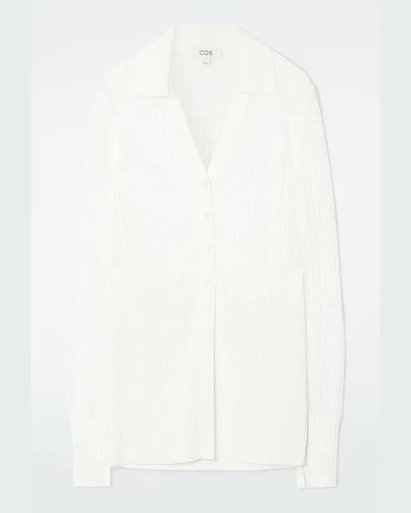 COS Strickjacke Aus Rippstrick Mit Spitzenmuster Weiß