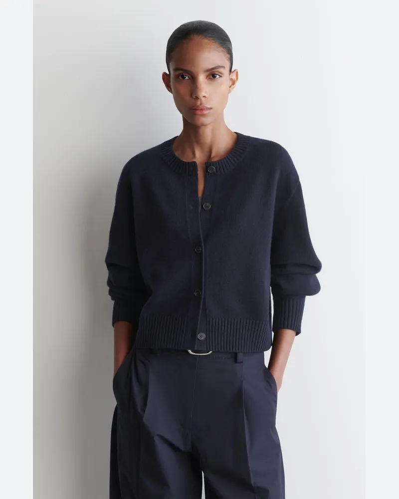 COS Strickjacke Aus Merinowolle Blau