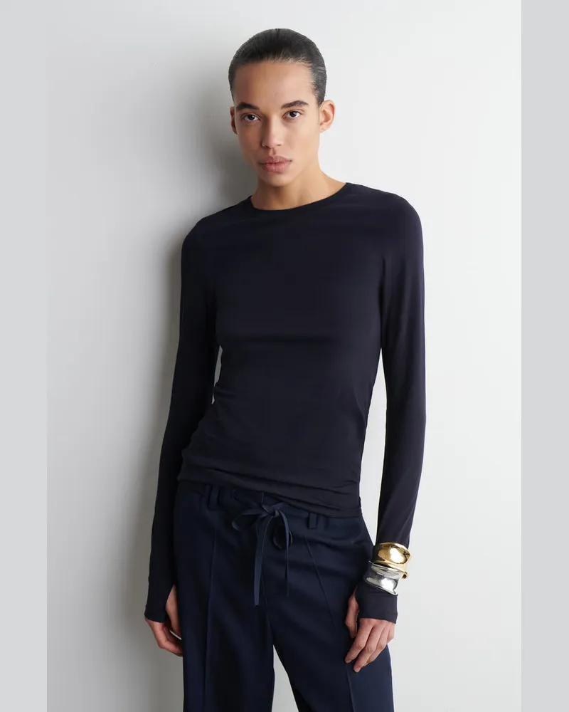 COS Schmales Leichtes Langarmshirt Blau