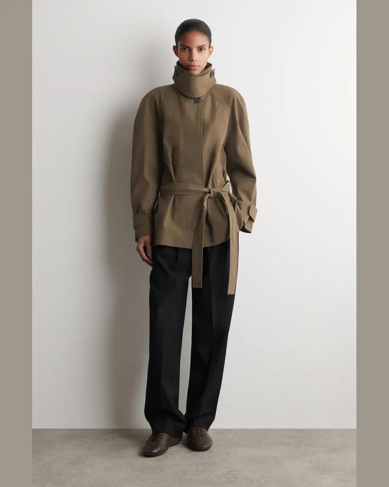 COS Kurzer Trenchcoat Aus Baumwolle Mit Gürtel Beige