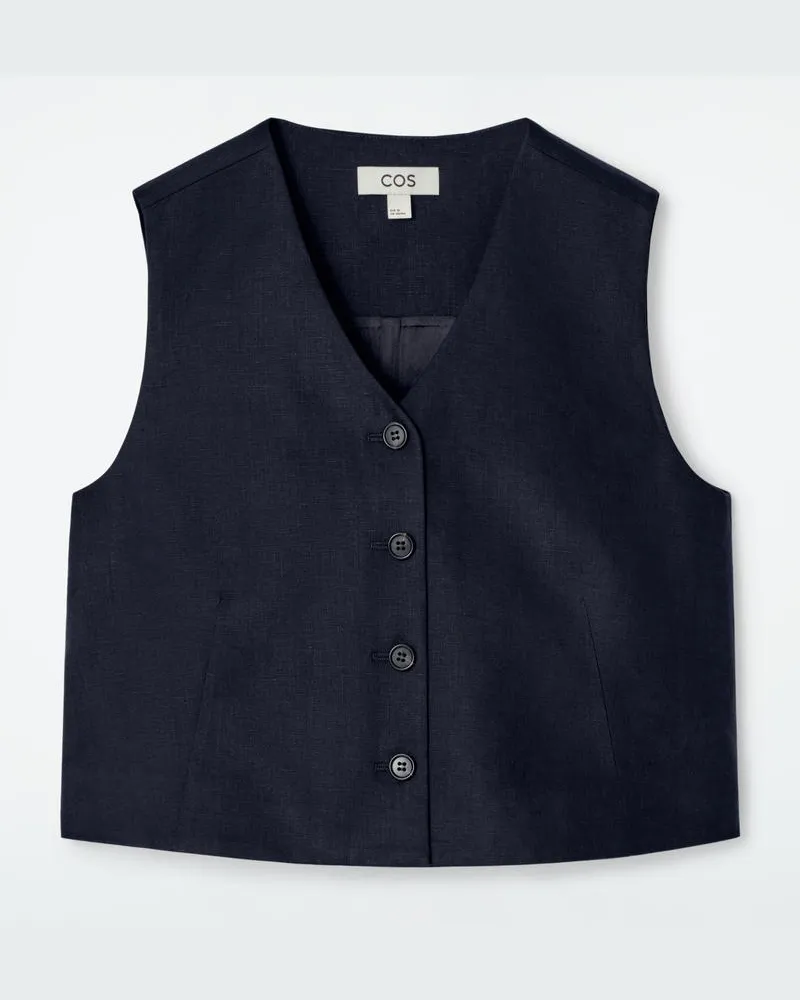 COS Verkürzte Weste Aus Leinen Blau