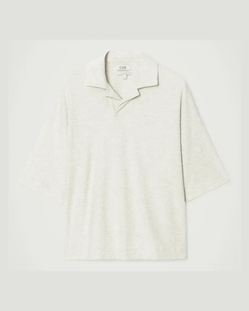 COS Oversized-Poloshirt Aus Bouclé-Strick Grau