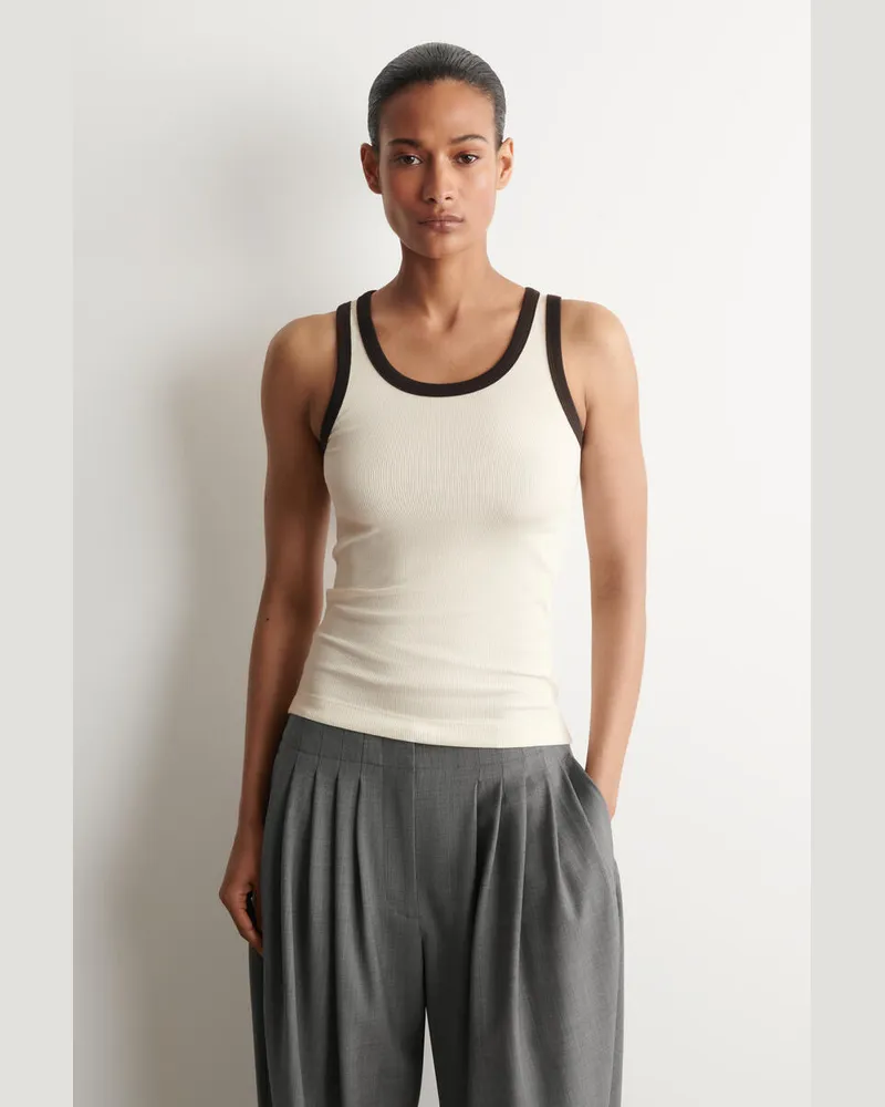 COS Geripptes Tanktop Aus Baumwolle Weiß