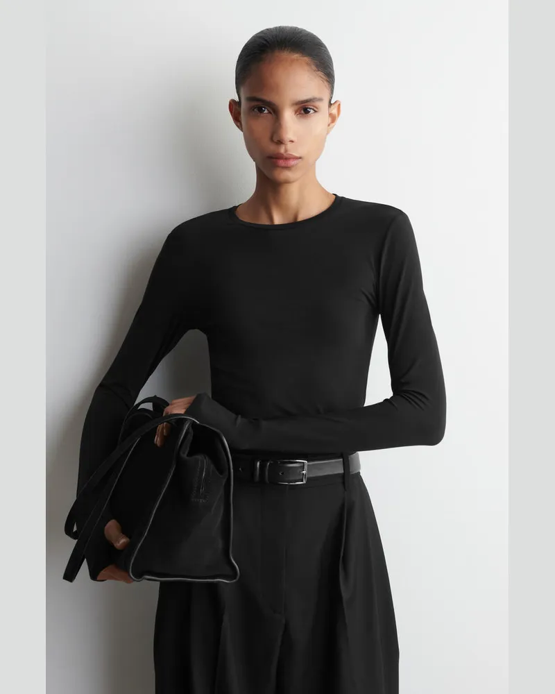 COS Langarmshirt Aus Baumwolle Schwarz