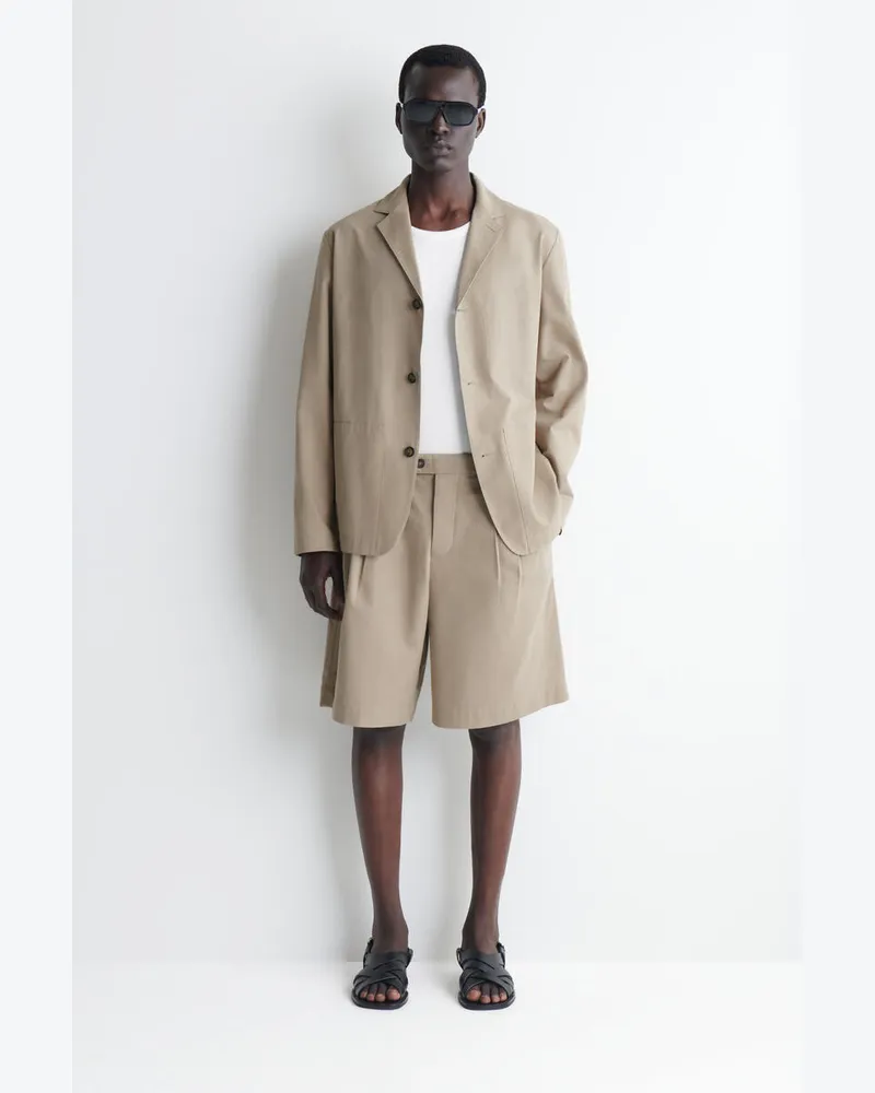 COS Belt-Detail Tailored Cotton Chino Shorts Beige