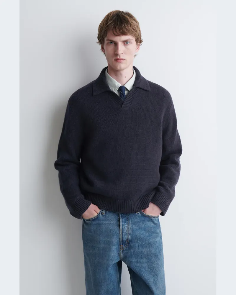 COS Polopullover Aus Kaschmir Blau