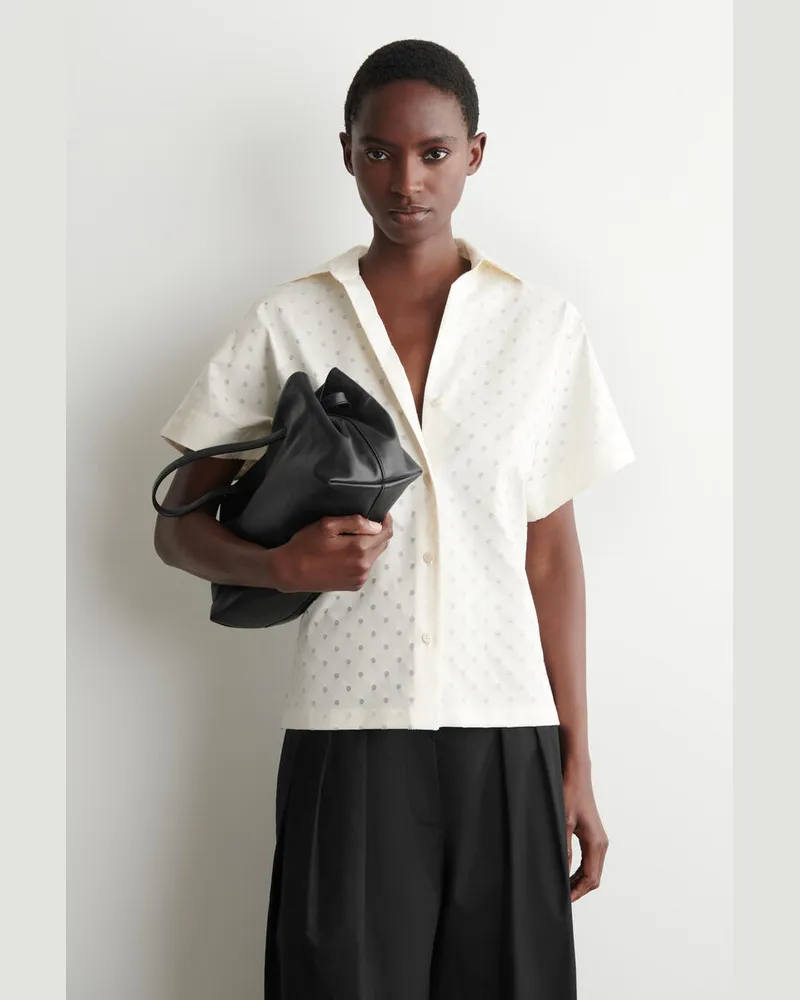 COS Hemd Aus Jacquard Mit Polka-Dots Weiß