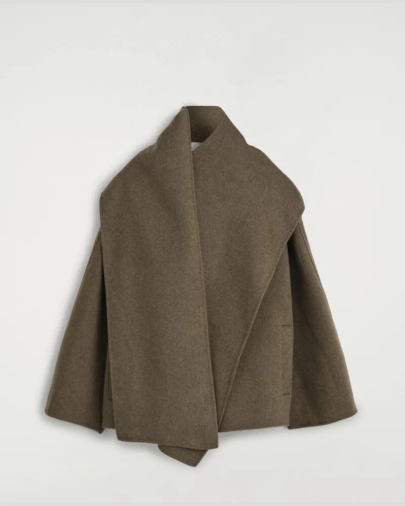 COS Jacke Aus Doubleface-Woll-Mix Mit Schal Braun