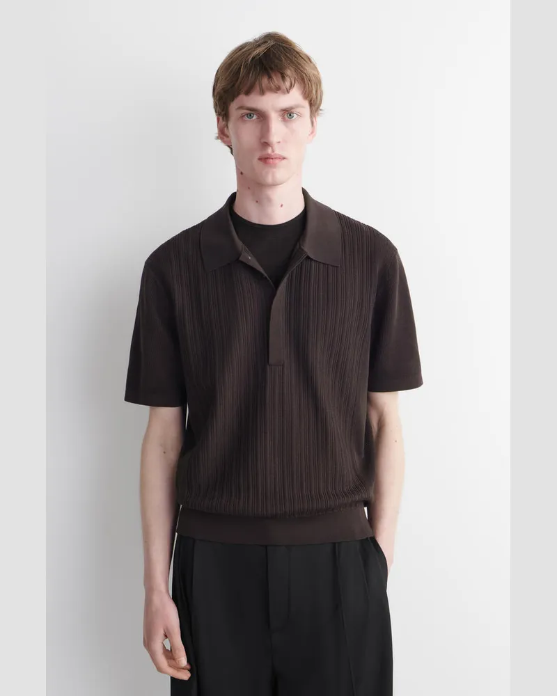 COS Poloshirt Aus Baumwolle Mit Einsätzen Braun