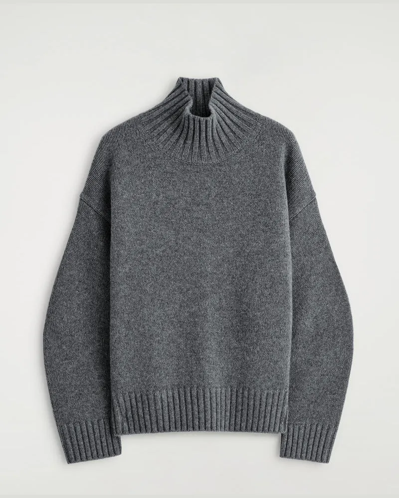 COS Kaschmirpullover Mit Stehkragen Grau