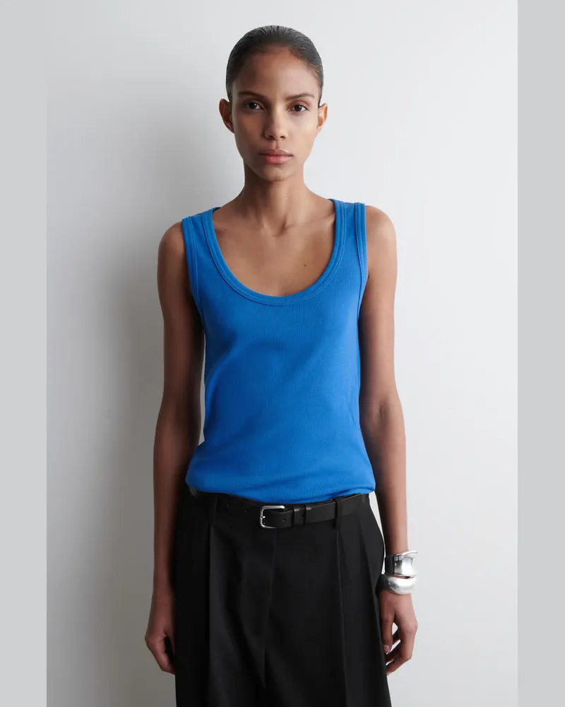 COS Geripptes Tanktop Mit Tiefem Ausschnitt Blau