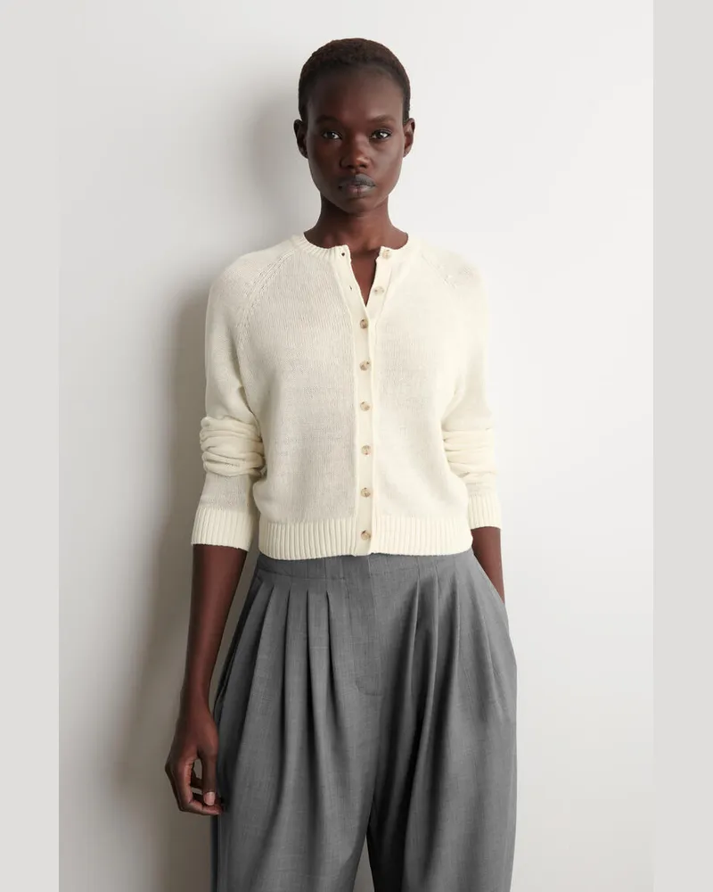 COS Strickjacke Aus Leinen Weiß