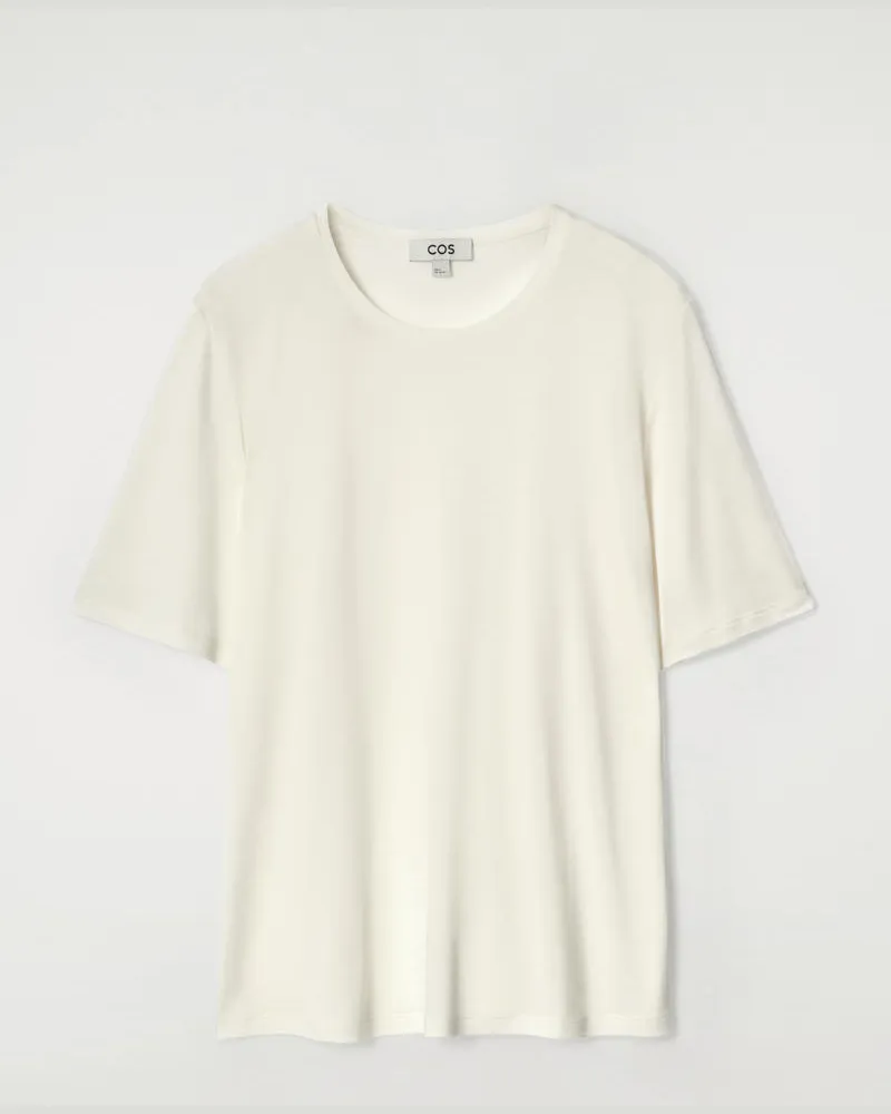 COS T-Shirt Aus Seide Weiß