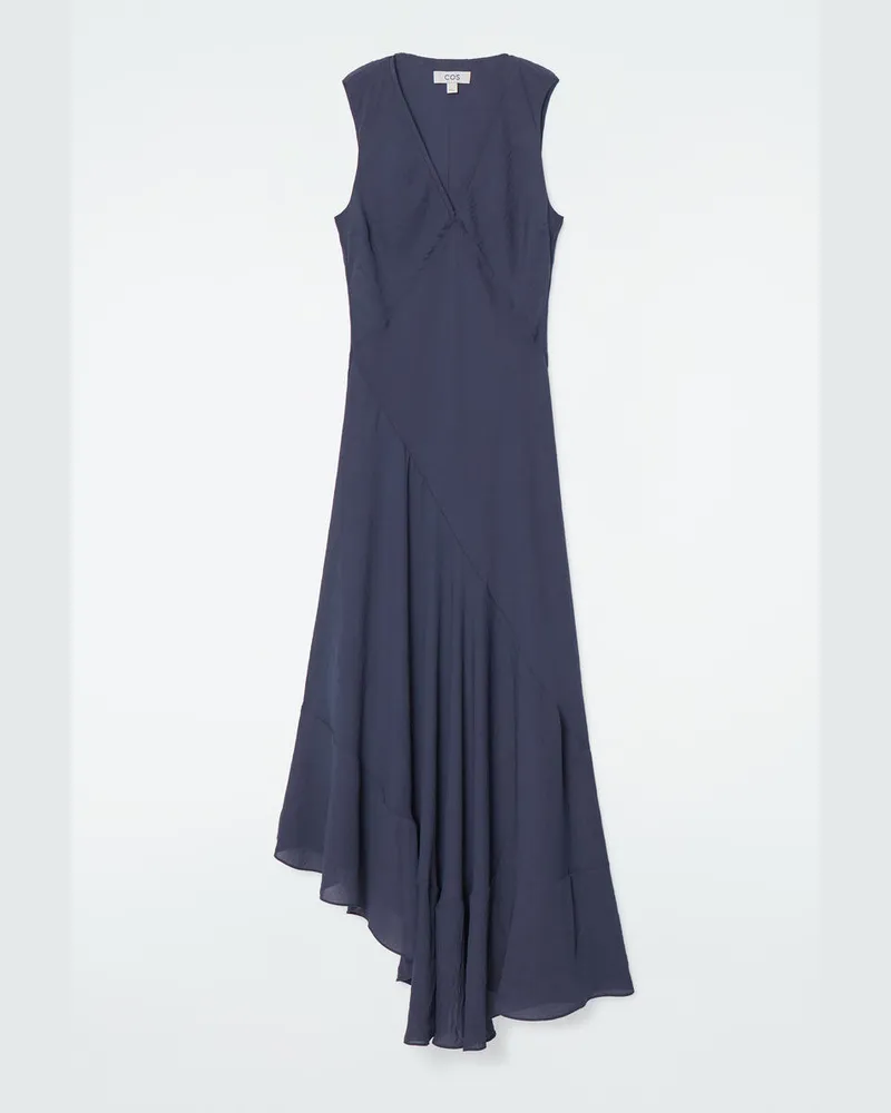 COS Fliessendes Asymmetrisches Midikleid Blau