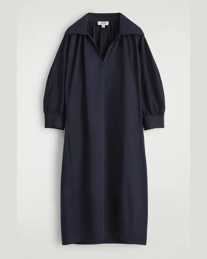 COS Hemdkleid Aus Baumwolle In Midilänge Blau