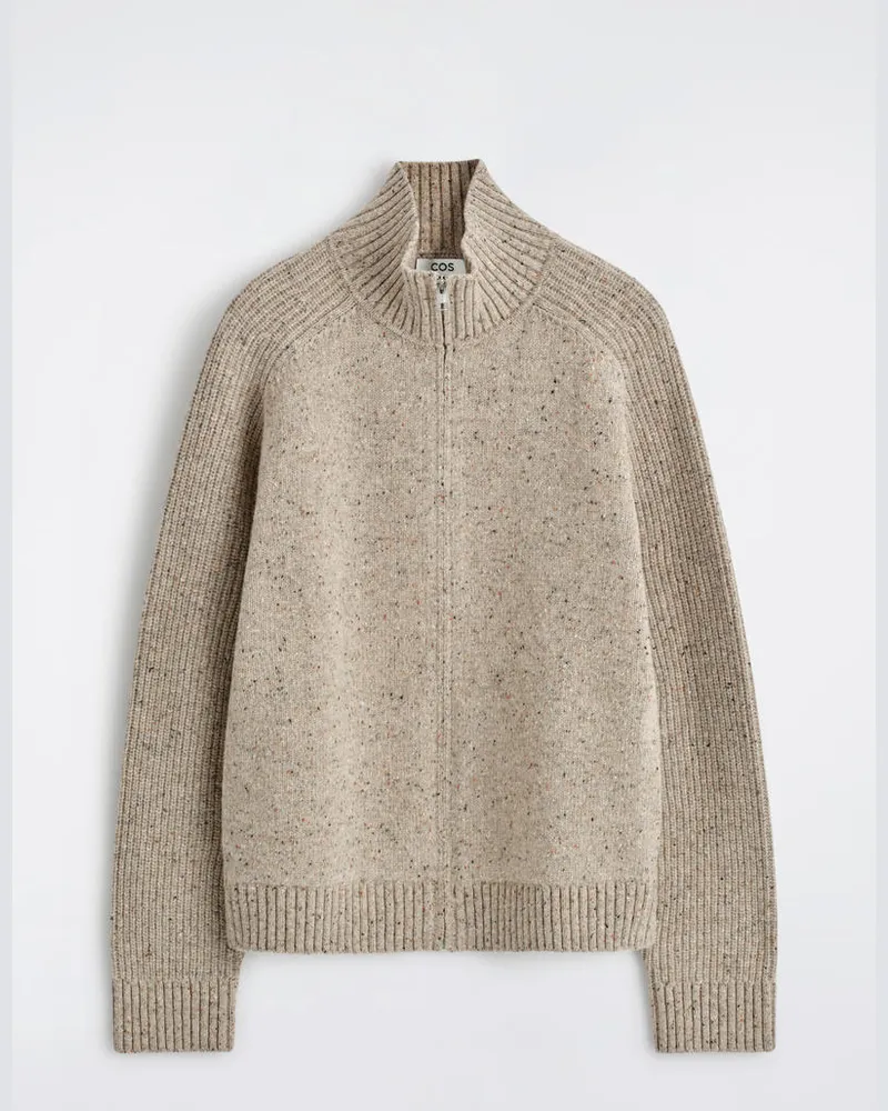 COS Strickjacke Aus Wolle Mit Donegal-Effekt Beige