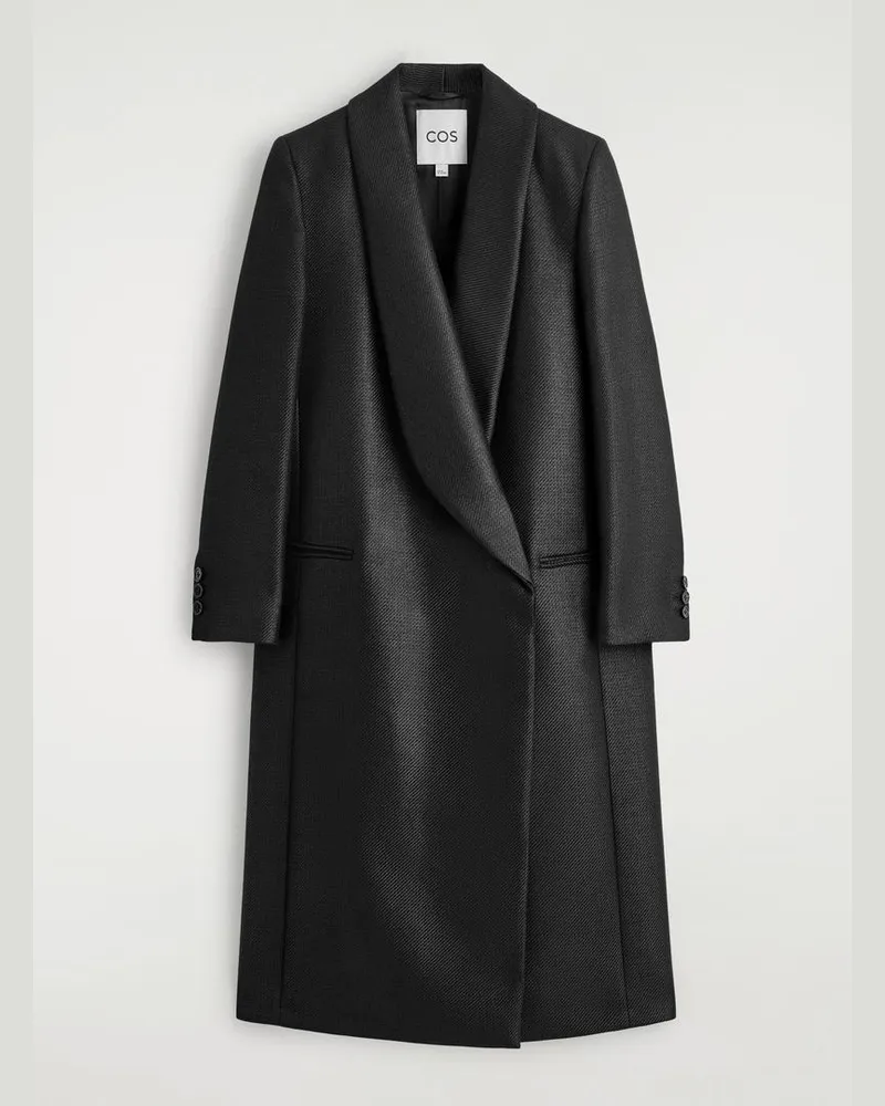 COS Langer Mantel Aus Woll-Mix In Metallic-Optik Schwarz
