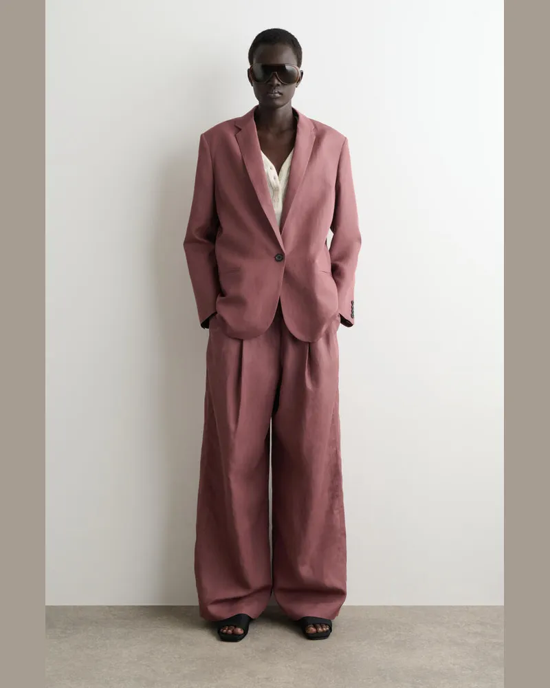 COS Einreihiger Blazer Aus Leinen-Mix Braun