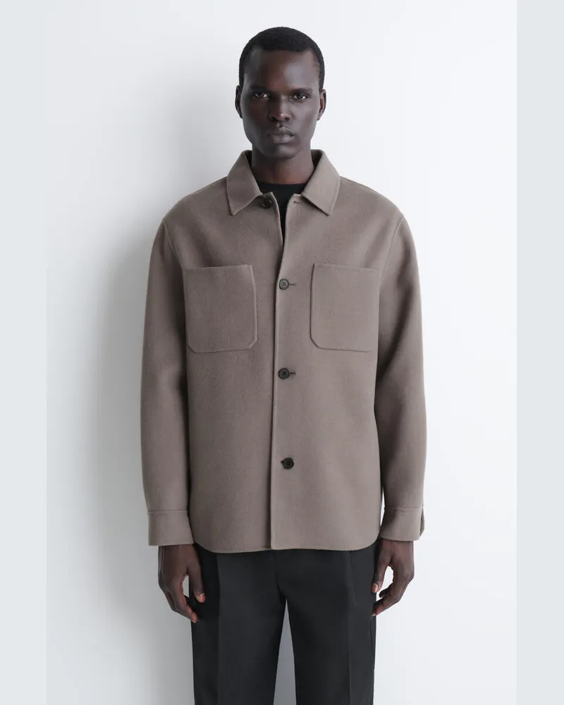 COS Doubleface-Hemdjacke Aus Wolle Lila