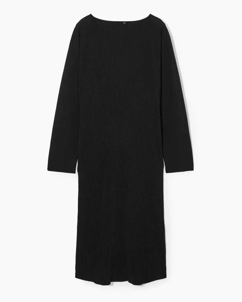 COS Plissiertes Midikleid Schwarz