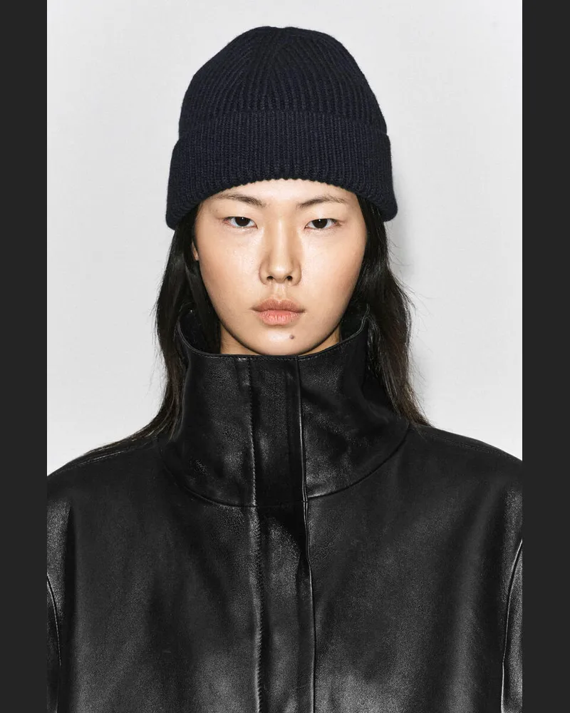 COS Breit Gerippte Beanie Aus Wolle Blau