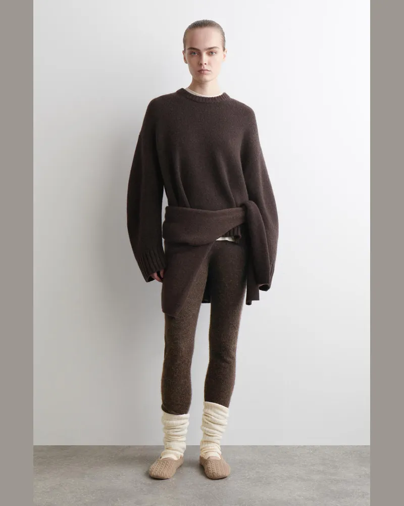 COS Hausschuhe Mit Zopfstrickmuster Beige