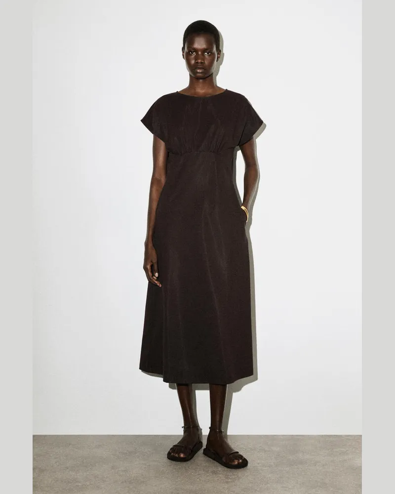 COS Skulpturales Midikleid Aus Jersey Mit Raffungen Braun