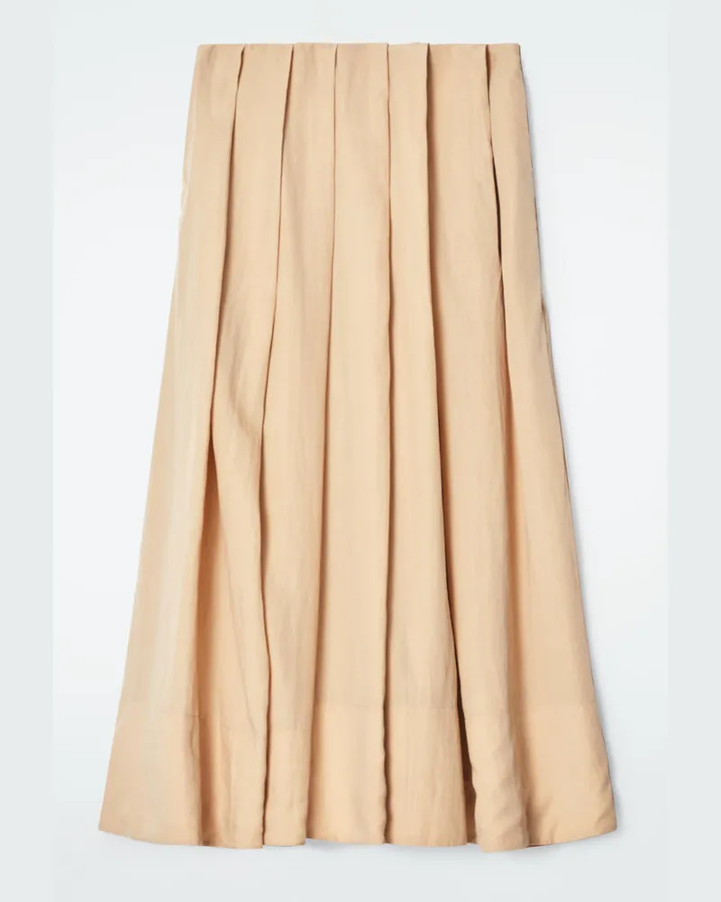 COS Midirock In A-Linie Mit Falten Beige