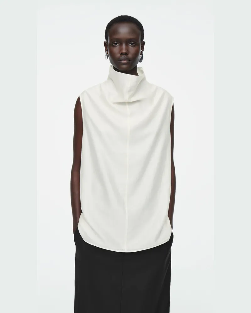COS Ärmellose Bluse Mit Stehkragen Weiß