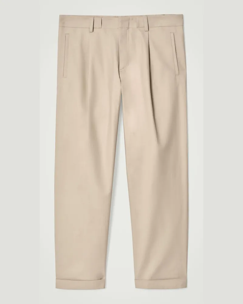 COS Schmal Zulaufende Hose Aus Baumwolle Mit Umschlag Beige