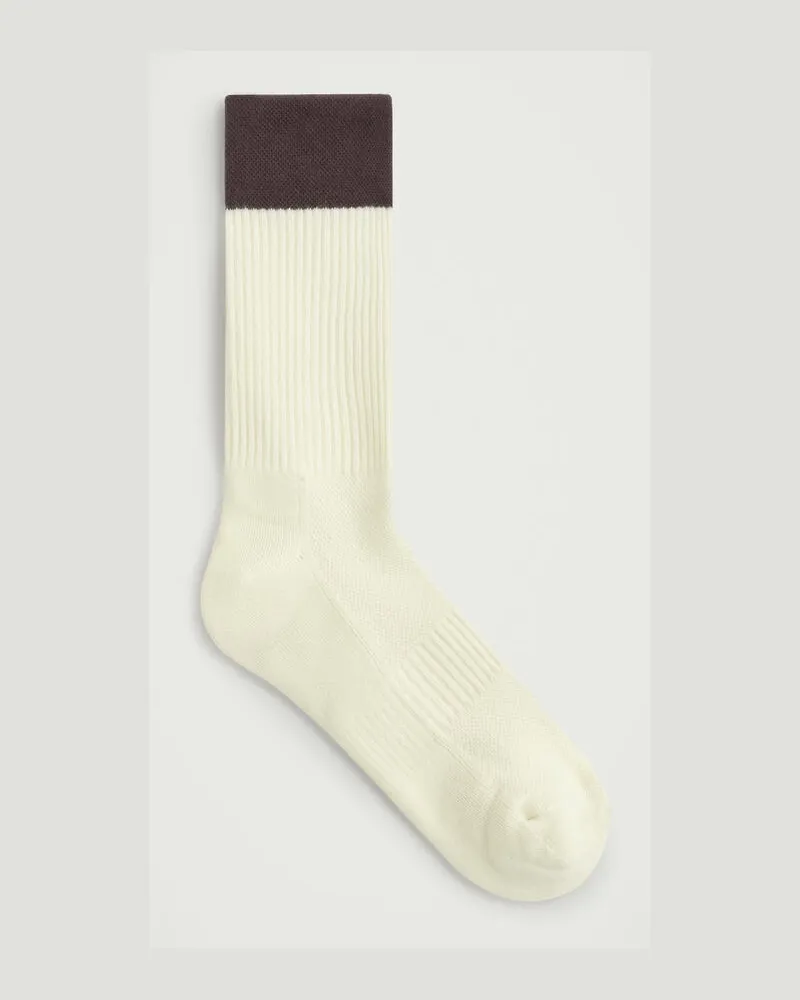 COS Colour-Block Ribbed Cotton Socks Weiß