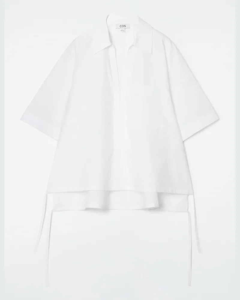 COS Bluse Mit Offenem Kragen Und Kordelzügen Weiß