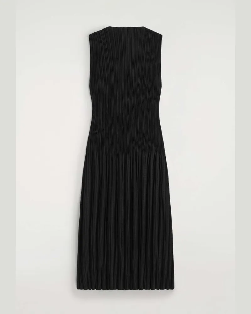 COS Ärmelloses Maxikleid Aus Jacquard Mit Falten Schwarz