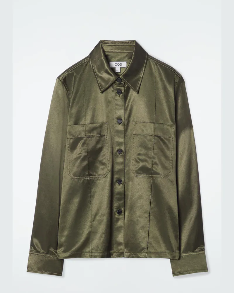 COS Normal Geschnittenes Utility-Satinhemd Mit Biesen Grün