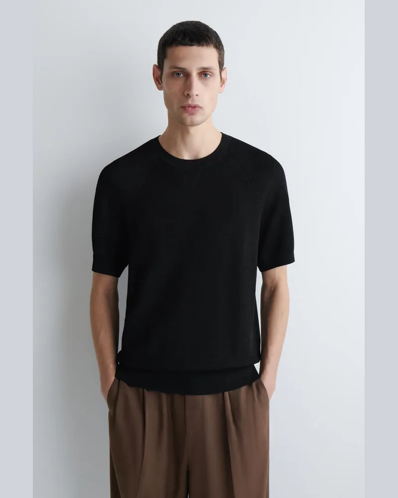 COS Strick-T-Shirt Aus Doubleface-Material Schwarz