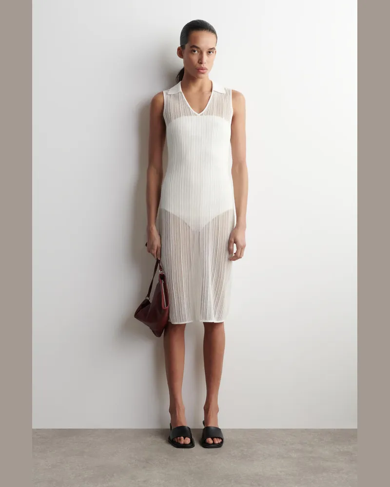 COS Durchscheinendes Strickkleid Aus Spitze Weiß