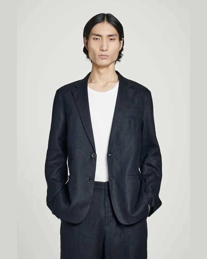 COS Einreihiger Blazer Aus Leinen Blau