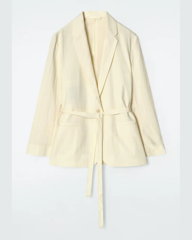 COS Blazer Aus Baumwolle Mit Bindegürtel Gelb
