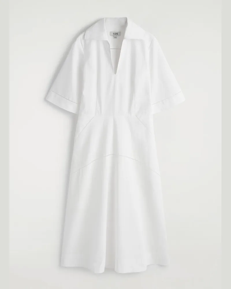 COS Besticktes Midikleid Aus Pima-Baumwolle Weiß