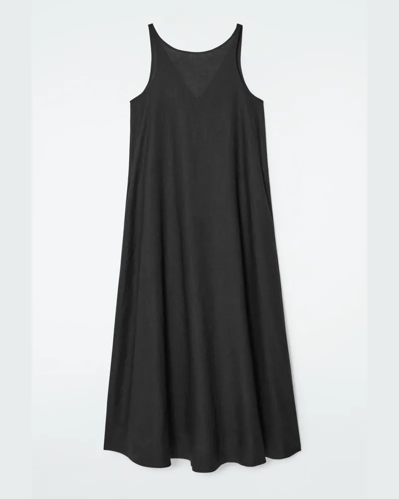 COS A-Linien-Maxikleid Aus Leinen Schwarz
