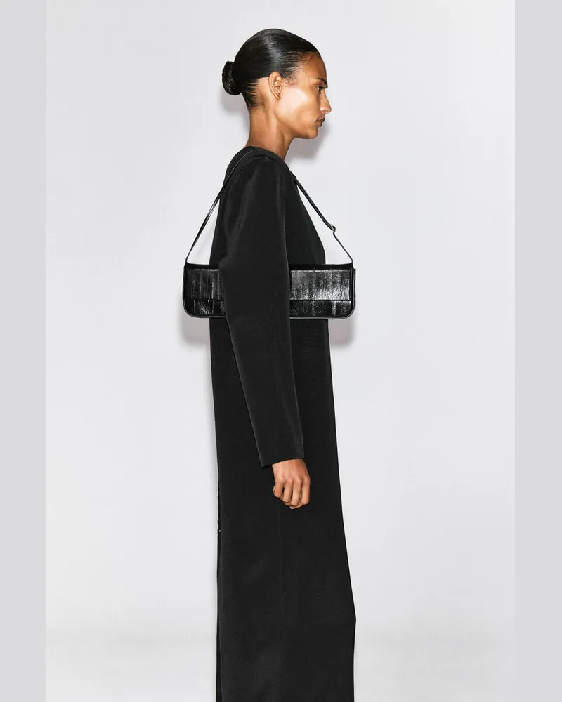 COS Parquet Clutch - Leder Mit Aal-Effekt Schwarz
