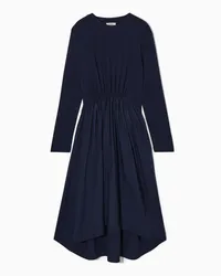 COS Asymmetrisches Midikleid Mit Raffungen Navyblau