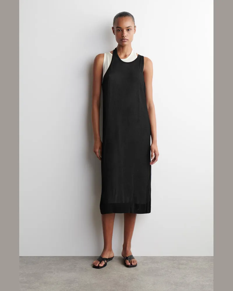 COS Mehrlagiges Strickkleid In Midilänge Schwarz